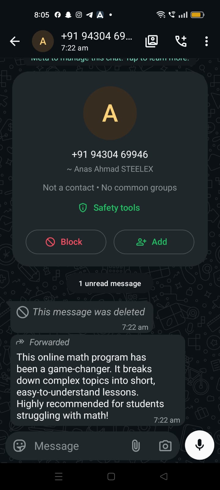 Parent or student review screenshot